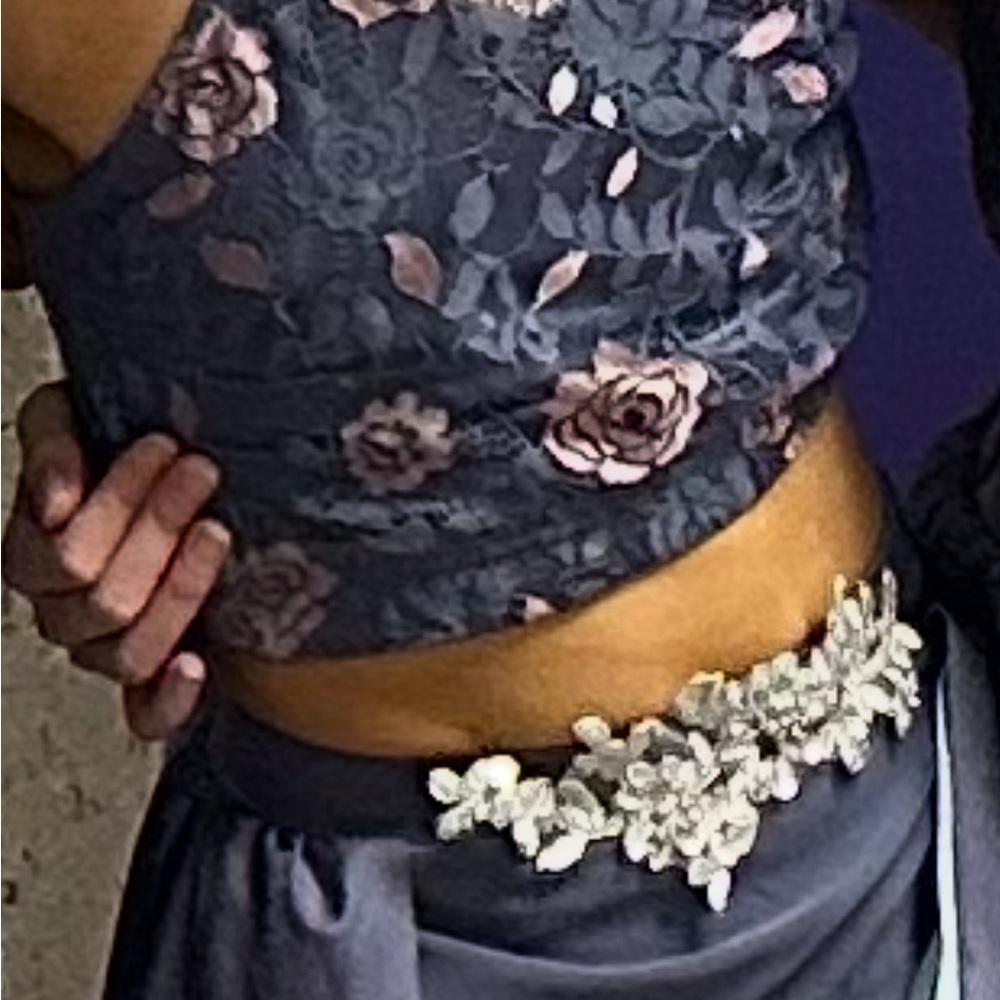 Floral Lace Crop Top and Skirt Set